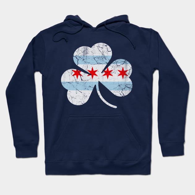 Chicago Flag Irish Shamrock St Patricks Day Hoodie by E